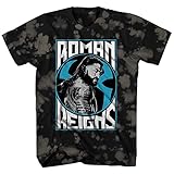 WWE Superstar Roman Reigns Shirt - The Big Dog Roman Reigns - Mens World Wrestling Champion Tie Dye T-Shirt (Black Wash, Medium)