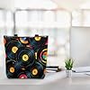 VQUVQV Retro Cds Vintage Musical Canvas Tote Bag for Women, Large Shoulder Bags with Zipper and Pockets, Reusable Canvas Bag for College School Work Travel Shopping #5