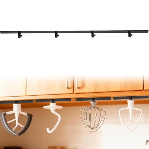LOLANIUT 4 soportes para accesorios de batidora compatibles, ganchos autoadhesivos de ABS con capacidad de carga de 5 kg para almacenamiento de encimeras, soporte para accesorios de mezcla
