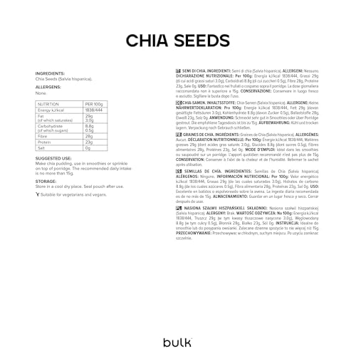 Bulk Chia Samen, 500 g, Verpackung Kann Variieren