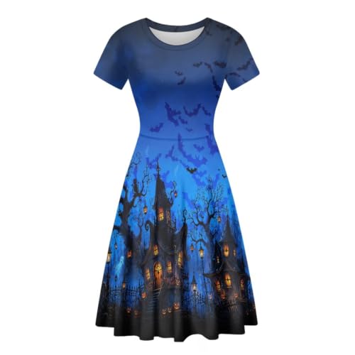Image of Forchrinse Summer Dresses for Women Crew Neck Short Sleeve Midi Dress Casual Beach Vacation Sundress