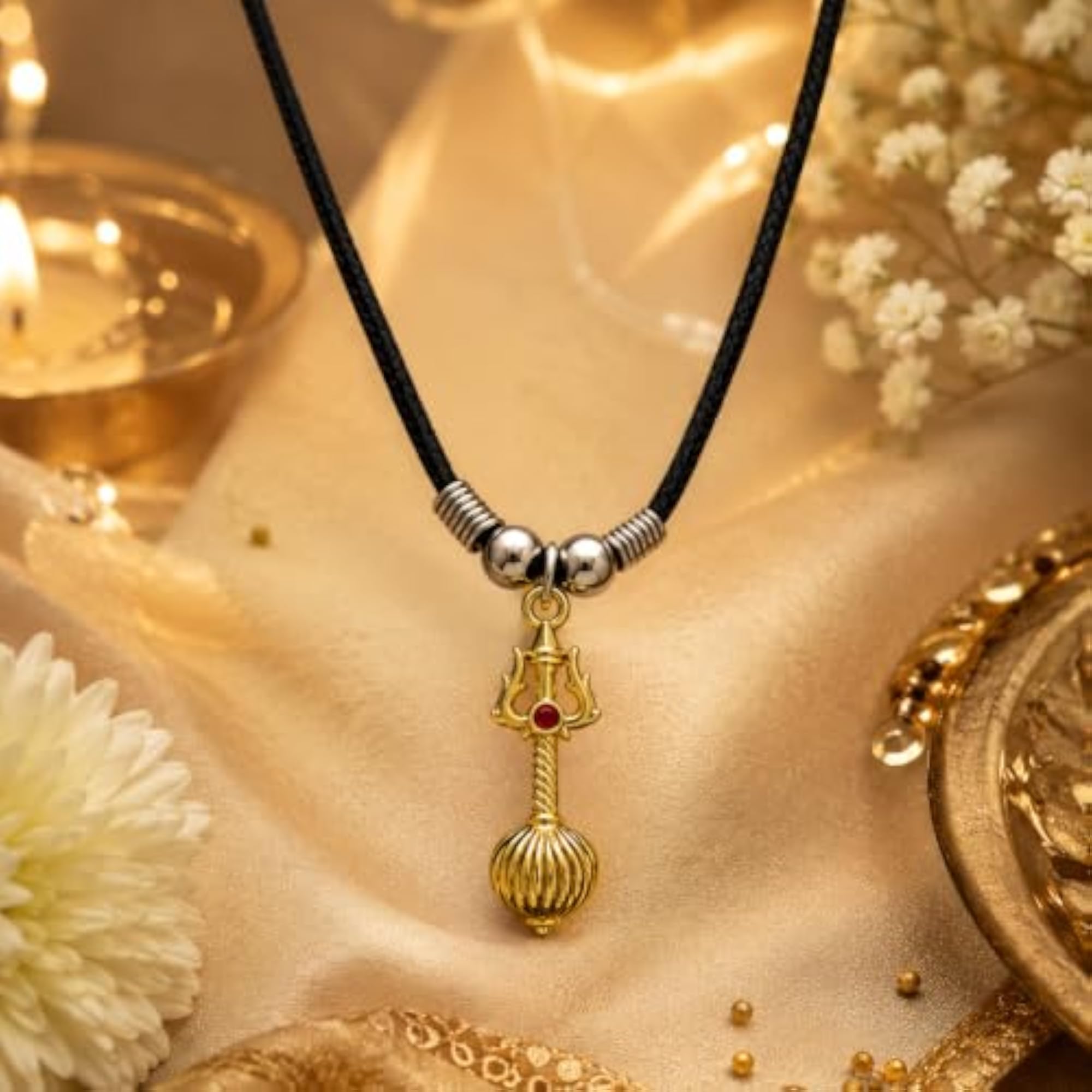 Alloy Gold Gada Mace Cord Pendant