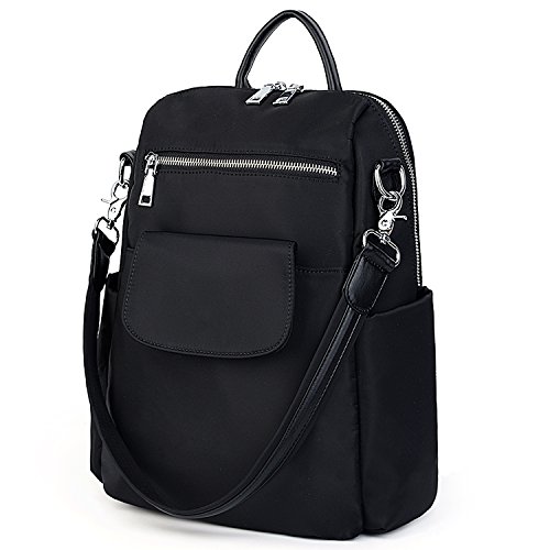 UTO Women Backpack Purse 3 ways Oxford Waterproof Cloth Nylon Ladies Rucksack Shoulder Bag C Black