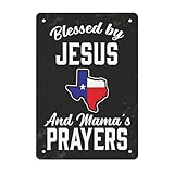 Bleassed By Jesuns And Mamnas Prayears Metal Signs Funny Home Decor For Room