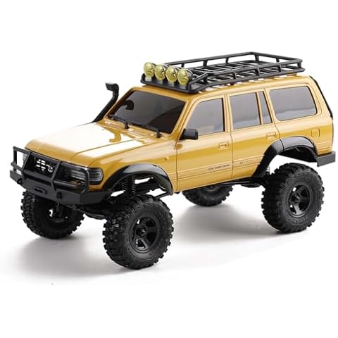 EAZYRC FMS Fcx18 1/18 Land Cruiser 80 Toyota RC Rock Crawler RTR 4x4 Off-Road Waterproof Hobby Grade RC Trucks All Terrains for Adults with 2.4Ghz Radio,Battery (Yellow) Cover