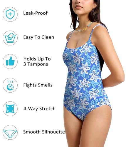 Image of Beautikini Period Swimwear One Piece Leakproof Swimsuit Menstrual Tummy Control Bathing Suit for Teens Girls and Women
