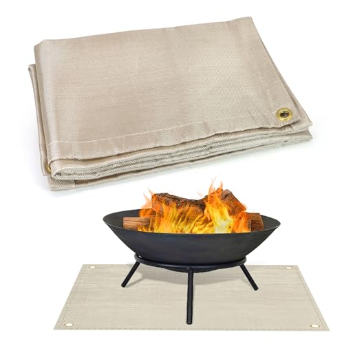 Yasdyri Fire Pit Mat for Deck Fireproof 36.6x39.4in Under Grill Mats for Outdoor Grill Deck Protector Heat Resistant Wood Stove Mat for Patio, Lawn, Tent Stoves