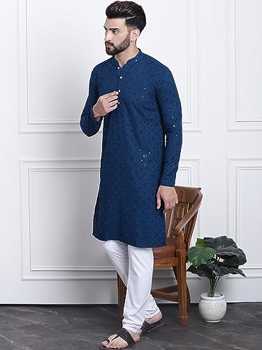 Image of SOJANYA (Since 1958 Men's Pure Cotton Sequence Kurta & Pyjama Set