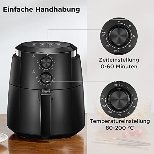 Midea MF-TN35B 3.5 XL Heißluftfritteuse,Öl- und Fettfrei Air Fryer,Multifunktionsgerät mit 8 Programmen,Zeit&Temperaturregelung,antihaftbeschichteter Korb mit Edelstahloberfläche,1500W,ohne BPA&PFOA … - Image 4