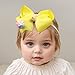 Yheahin Baby Girls Ribbon Bow Elastic Nylon Headband with Crystal Crown Toddler Bow-knot Stretchy Hair Band Birthday Party Hair Bow Accessories for Newborn Infant (Yellow, Elastic)