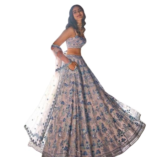 Forteo Fashion Blue Color Bridal Lehenga Choli Set For Women || Women'S Lehenga Cholis | Material: Faux Georgette | Finish Type: Semi-Stitched | Size: Free Size-picture-52