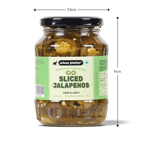 Image of Urban Platter Sliced Jalapenos, 340g [ Tangy & Spicy. Great Topping for Pizza, Tacos, Nachos. ]