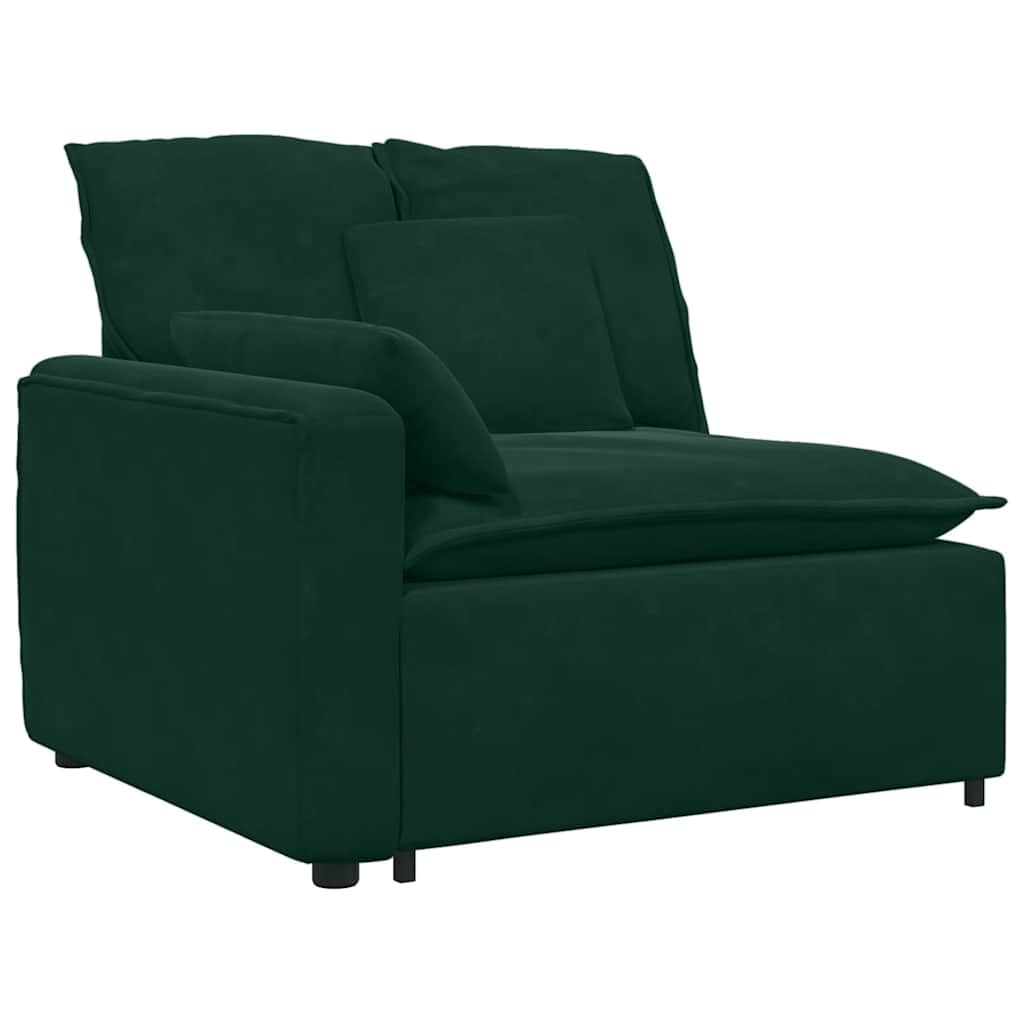 Sofá modular verde oscuro con cojín, tela de terciopelo, 324 x 105 x 64 cm, marco de metal, elemento de montaje de 3 piezas, para salón, salón y cine en casa