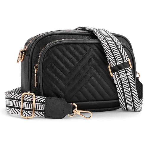 Sac à bandoulière matelassé femme en cuir végétalien à large sangle