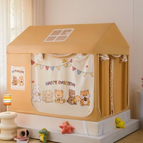 JOGIO キッズテント 子供テント 室内遊具 お庭で遊園地気分 子供用ティピーテント 睡眠テント 室内用 屋内用テント 簡単に組立 ポータブル 秘密基地 室内遊具 軽量 通気性 家庭保育園幼稚園に適用 お誕生日&クリスマスプレゼント 窓とドアのある室内の