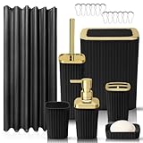 Bambus Badaccessoires 6-teiliges Set (Schwarz)