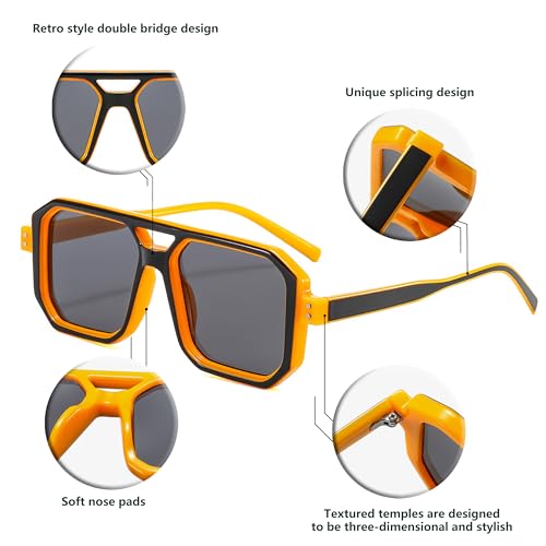 HYLLE Vintage Square 70s Flat Aviator Sunglasses Women Men Classic Retro Stylish Frame UV400 Sunglasses4