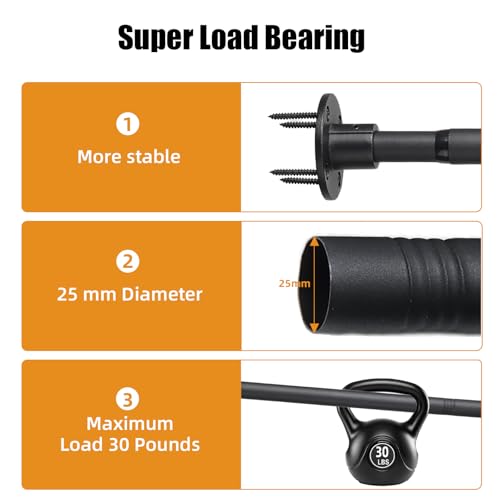 Image of Closet Rods for Hanging Clothes 24-33 Inch Expandable Closet Rods, 1 Inch Diameter Adjustable Heavy Duty Closet Rod Wall-Mounted Fixed Shower Curtain Rod for Wardrobes Closet Laundry, Matte Black