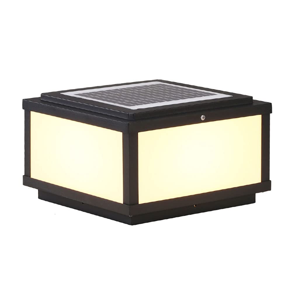 GTHTUHFD Outdoor Solar Post Cap Light, Courtyard Fence Column Lamp Led Landscape Lighting Vintage Street Light 1 Head Pillar Light With Ip54 Waterproof For Fence Deck Garden Patio,25CM