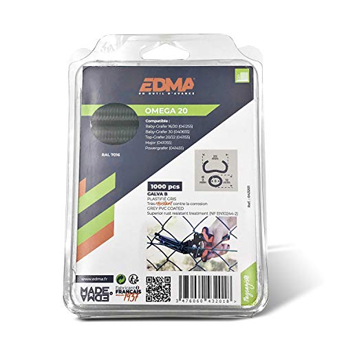 Agrafe Omega 20 grise plastifiée à haute résistance contre la rouille pour clôtures durables