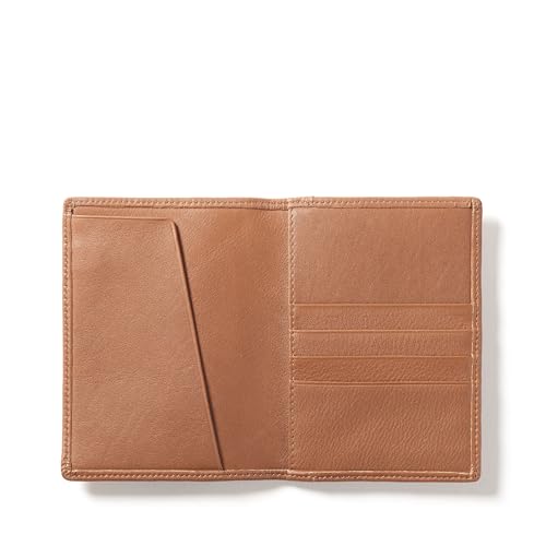 Leatherology Cognac Deluxe Passport Cover - 4 credit card slots, 2 side pockets, compact and functional design2
