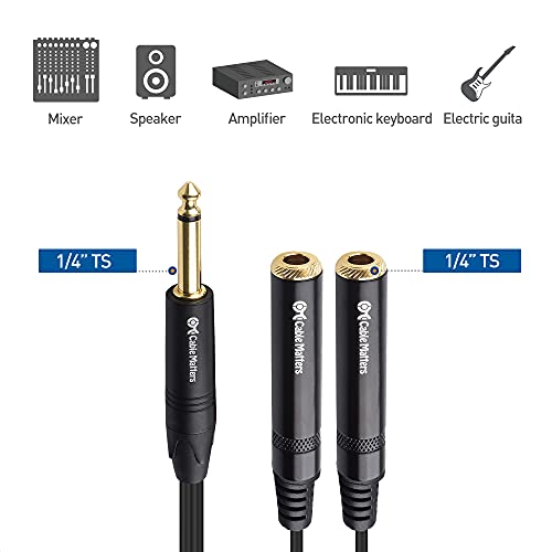 Cable splitter 6.35mm TS macho a 2x TS hembra 2 unidades miniatura 3
