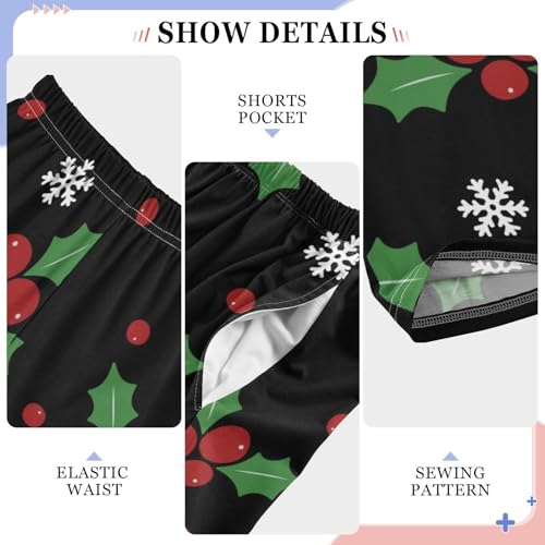 Boys' Pants Christmas Berries Holiday Long Bottoms Jogger Pants Elastic Waist Trousers with Pockets S-XL4