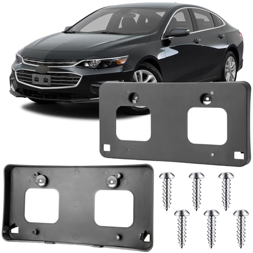 Image of License Plate Bracket Accessories for Chevrolet Chevy Malibu 2016 2017 2018 (submodel: Hybrid, L, LS, LT, Premier), Front Bumper License Plate Holder Replacement Frame Black Mount