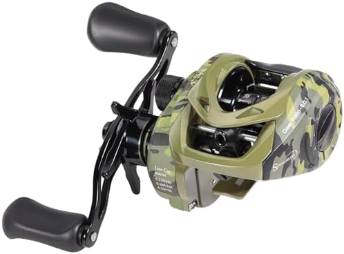 Sougayilang Camo Baitcasting Reel, 18LB Carbon Fiber Drag Baitcaster Fishing Reels,Super Smooth 8.0:1 Gear Ratio,9+1 Button Magnetic Braking System Casting Reel（Right）