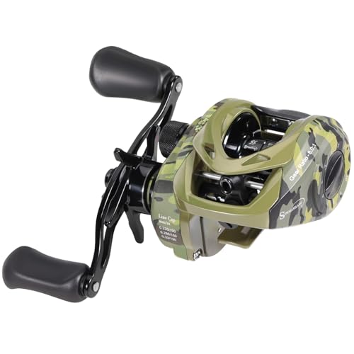 Sougayilang Baitcasting Reel, 8.0:1 High Speed Gear Ratio, 18LB Carbon Drag, 9+1 Shielded Bearings, Magnetic Brake System, Anti-Backlash, Smooth Casting Reel for Bass Fishing, Beginner to Professional