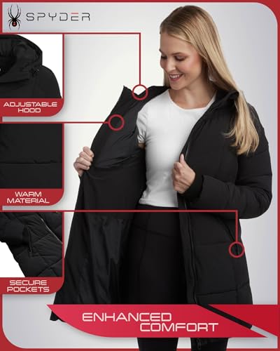 Spyder Women's Puffer Jacket - Cozy Hooded Long Puffer Jackets for Women with Hand Pockets - Soft Stretch Bubble Jacket S-XL2