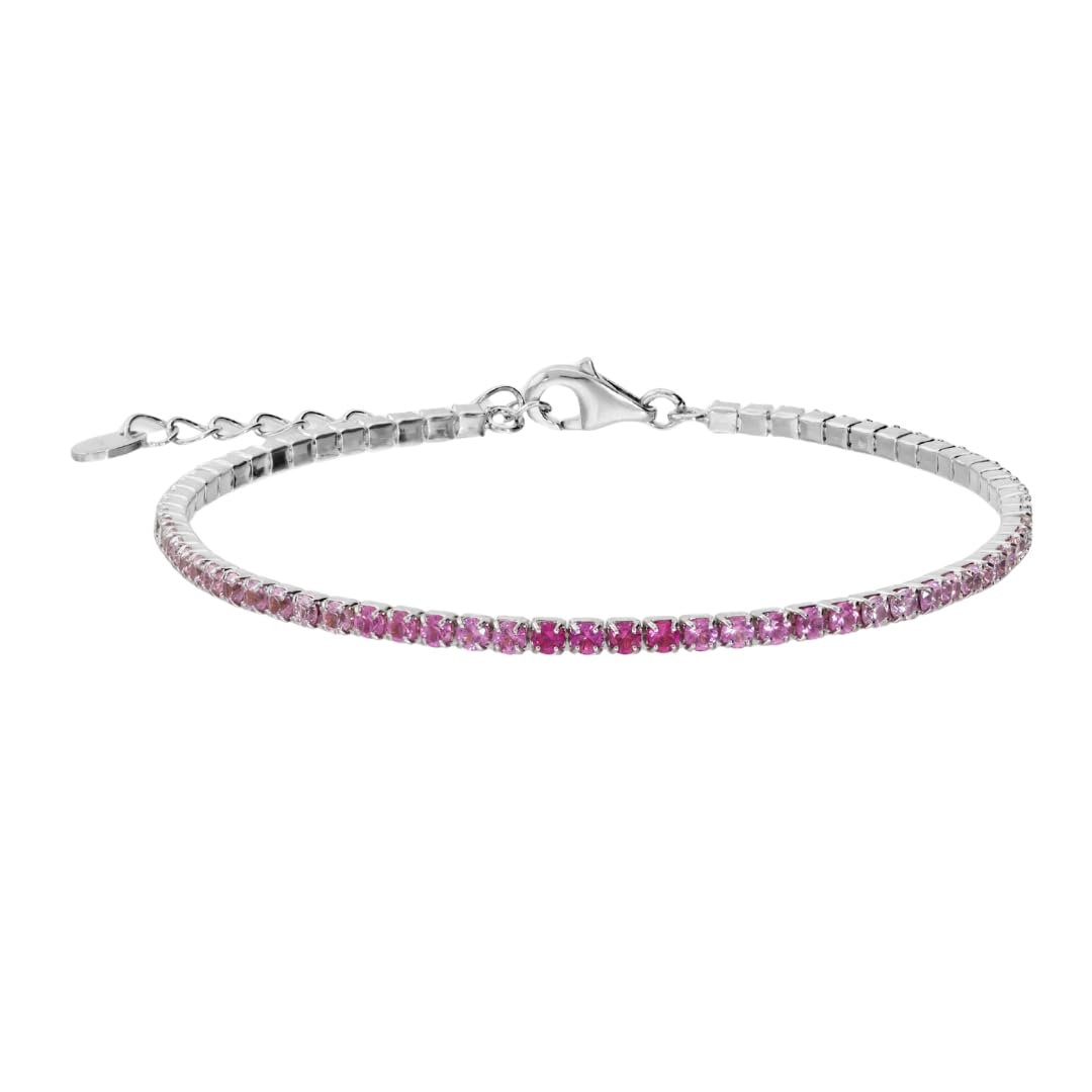 Bronzallure Bracciale Tennis Donna – Bracciale Tennis con Cubic Zirconia Fucsia Degradé – Gioielli Made in Italy – Braccialetto Idea Regalo Compleanni, Anniversari, Festa Donna, Festa Mamma