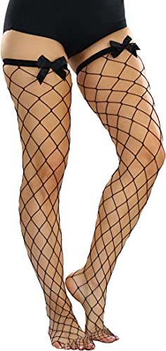 Image of ToBeInStyle Women's Vibrant Large Net Fishnet Thigh High Elastic Nylon Novelty Stockings