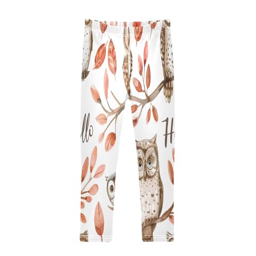 Toddler Girls Leggings Printed Yoga Pants Leggings Watercolor Owls with Word for Kids