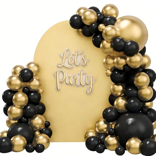 Black Gold Balloon Garland Kit - $13.99 with code HO2WOSR7