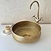 Custom Made 16 Guage Solid Brass Bathroom Sink, Round Coutertop Brushed Brass Bathroom Basin, Handmade Hammered Copper Above Counter Vessel Bowl sink for Kitchen or Bathroom (14