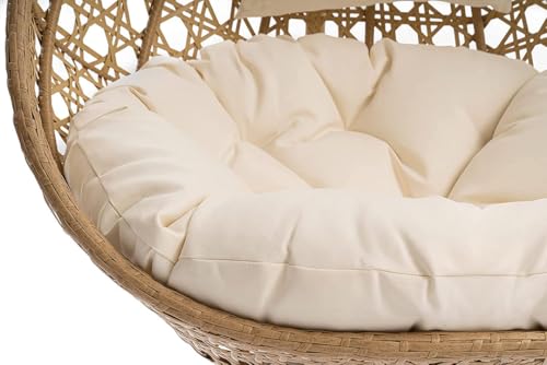 Image of Single Seater Swing Chair with Stand & Cushion Outdoor Indoor Balcony Garden Patio, Powder Coated Frame, UV-Protected Wicker, Premium Cushion, Swing Chair (Honey:: Honey)
