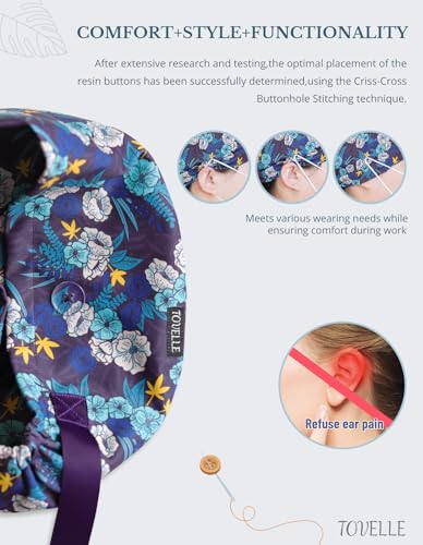 Gorros de trabajo estilo europeo azul floral para mujer miniatura 6