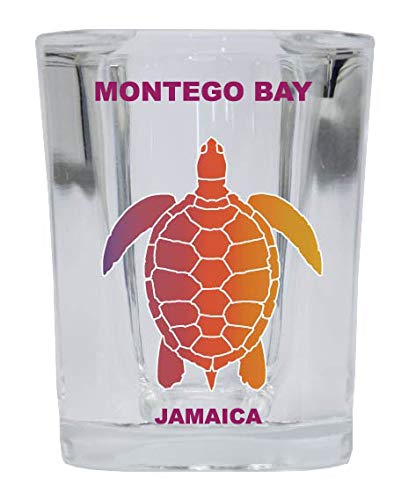MONTEGO BAY Jamaica Square Shot Glass Rainbow Turtle Design