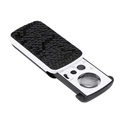 Ochun ルーペ 拡大鏡 虫眼鏡 30倍 60倍 90倍3種類レンズLEDライト付き 高倍率 コンパクト 持ち運び便利 ジュエリー鑑定 宝石用 (ブラック)