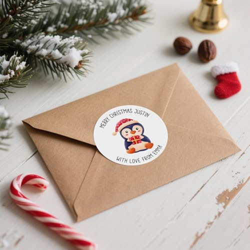 Image of Personalized Christmas Stickers, Custom Name Waterproof Christmas Gift Tags for Gift Box Holiday Decorations, Stockings, Party Favors (Santa Claus 4)