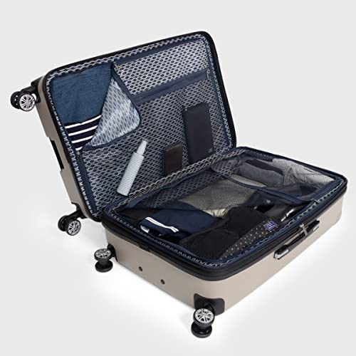 Ben Sherman Derby Spinner Travel Upright Luggage, Champagne, 24-Inch Checked3