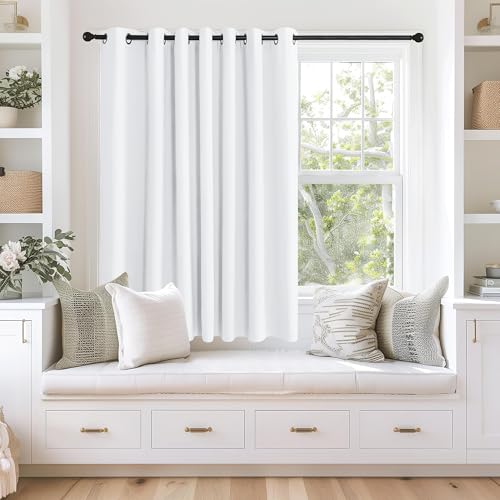 NICETOWN Blackout Curtains 63 inches Long for Living Room Bedroom, Grommet Thermal Insulated Room Divider Drape Window Treatment for Sliding Patio Door, W100 x L63, 1 Panel, White