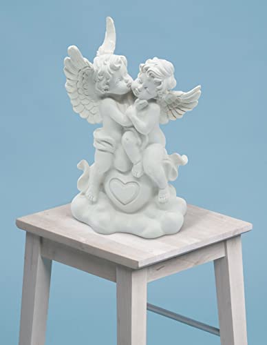 FeinKnick Lovely Angels, Angel Pair Figure 10"/25cm Tall Made of Resin in White - Image 4