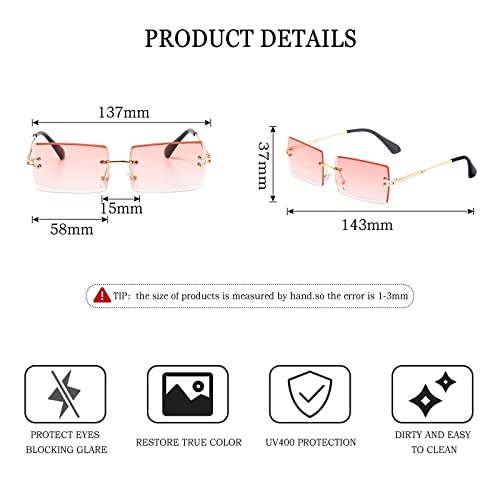 Image of Stylish Small Rectangle Sunglasses Women Men Tinted Frameless Eyewear Ultralight Candy Color Ocean Sun Glasses Shades NP1034