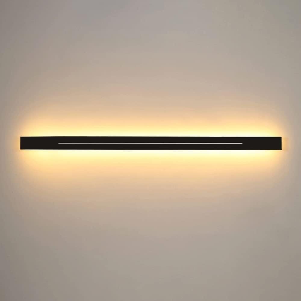 FZQSXAZU Minimalist Black LED Wall Sconce Long Linear Lighting Dimmable Indoor Lamp Gold Accent for Bathroom Hallway Modern Corner Fixture