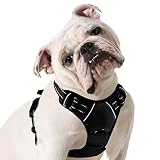 Eagloo Hundegeschirr mittelgroße Hunde, Anti Zug Hundegeschirr mit Reflexstreifen und Kontrolle, Verstellbar, Einstellbar und Langlebige Brustgeschirr Hund, Geeignet zum Gehen und Joggen, Schwarz, M