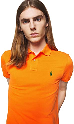 Image of Polo Ralph Lauren Men Custom Fit Mesh Pony Logo Shirt (L, SailingOrange)