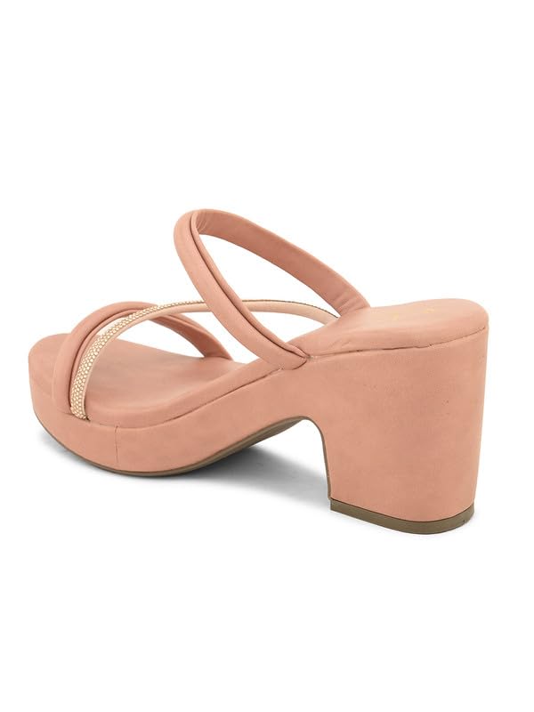 Image of XE Looks Fashion Sandals | Faux Leather Stylish and Comfortable Block Heel With Ankle Straps | For Wedding Occasion| For Women & Girls