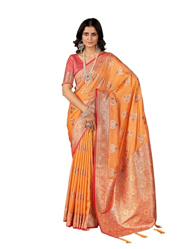 Image of Mehrang Women's Pure Kanjivaram Silk Saree Banarasi Silk Wedding Sarees for Women with Blouse Piece
